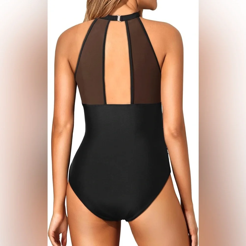 NWT Holipick Women’s Halter Tummy Control Mesh Swimsuit M - Picture 5 of 7